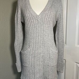Cozy Gray Knit Sweater Dress